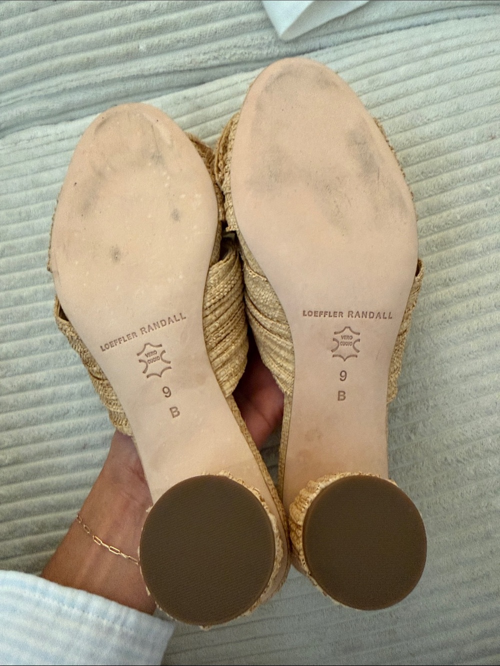 Loeffler Randall Tan Bow Knot Raffia Block Heel Mules - Picture 16 of 16
